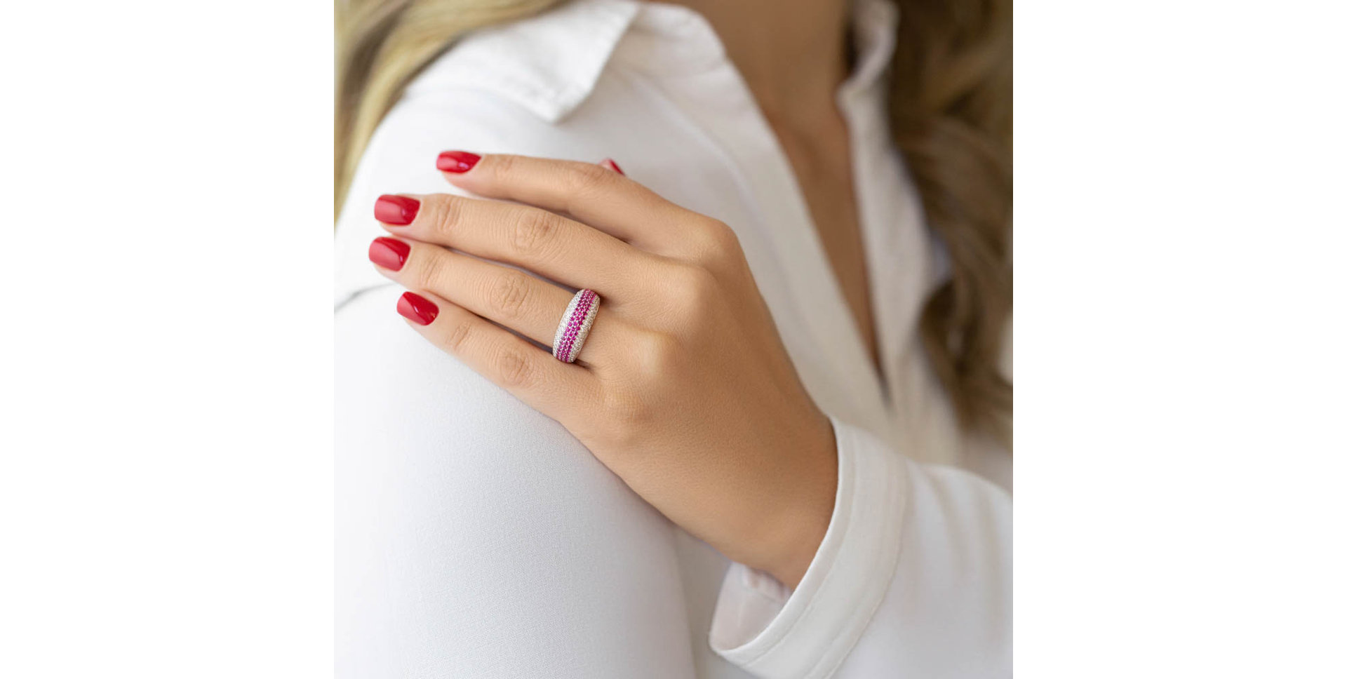 Diamond ring with Ruby Sutton