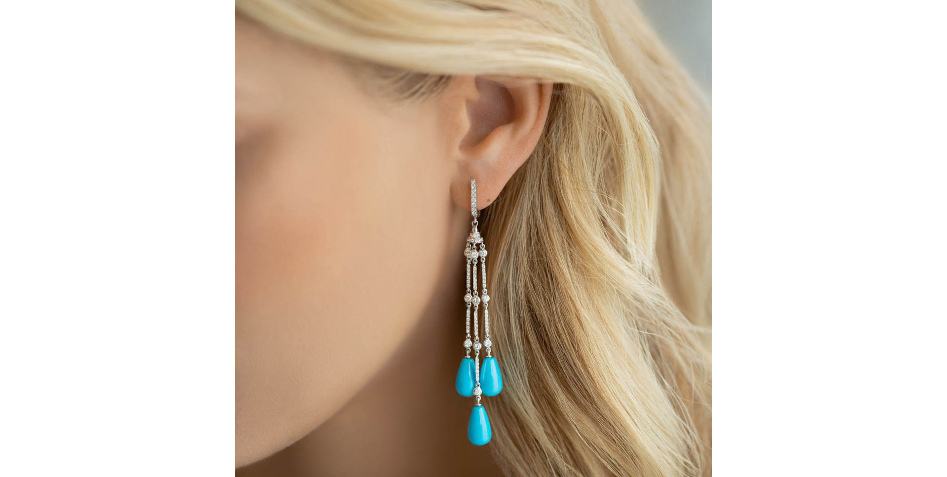 Diamond earrings and Turquoise Ryu