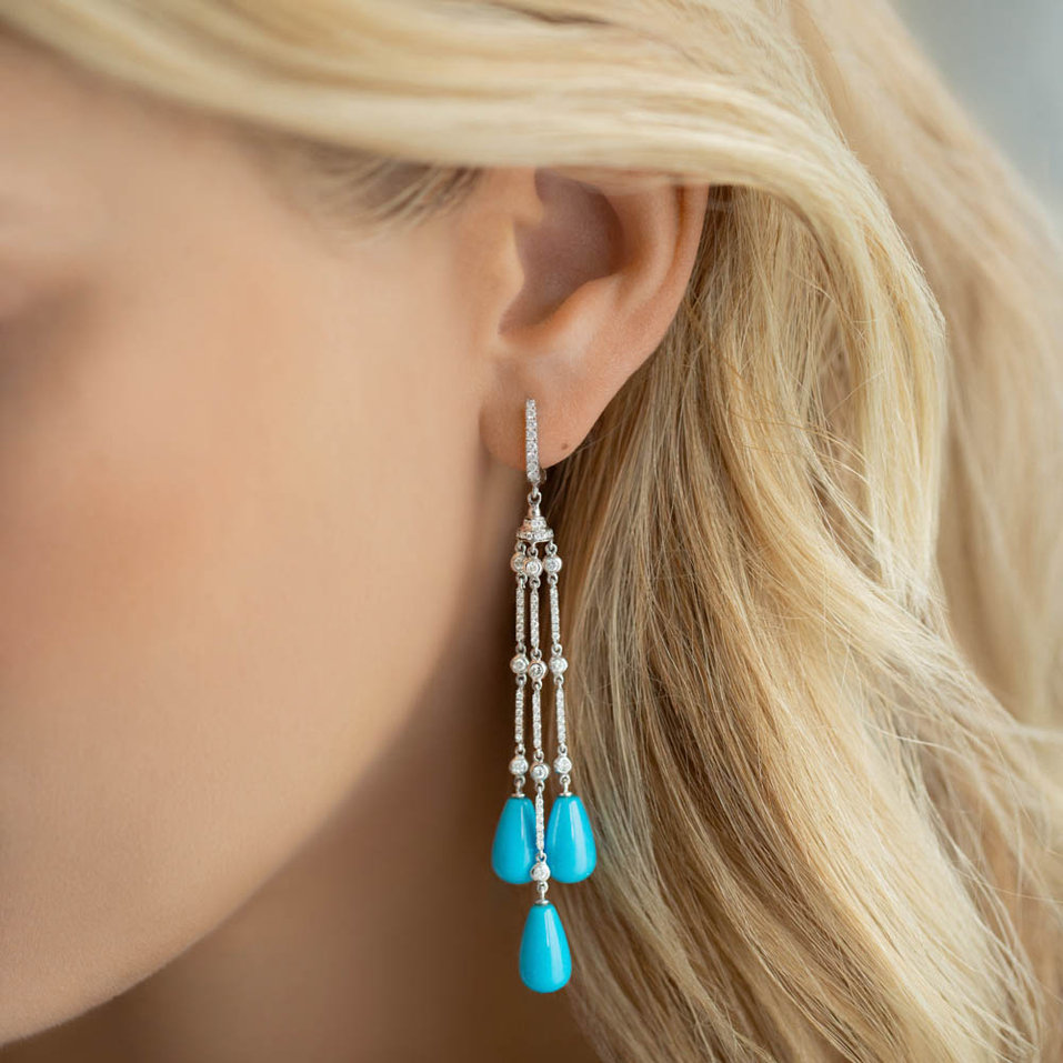 Diamond earrings and Turquoise Ryu