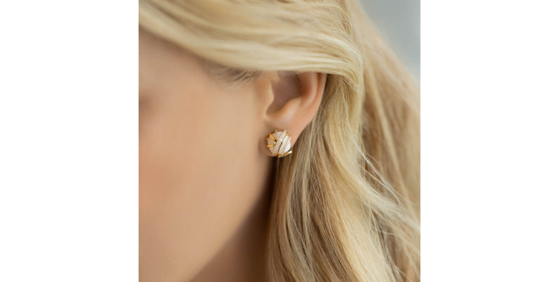 Diamond earrings with Agate Garden Galaxy