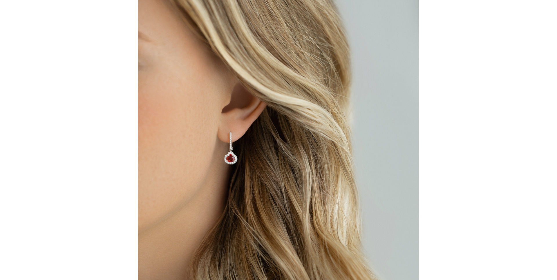 Diamond earrings with Ruby Red Hope