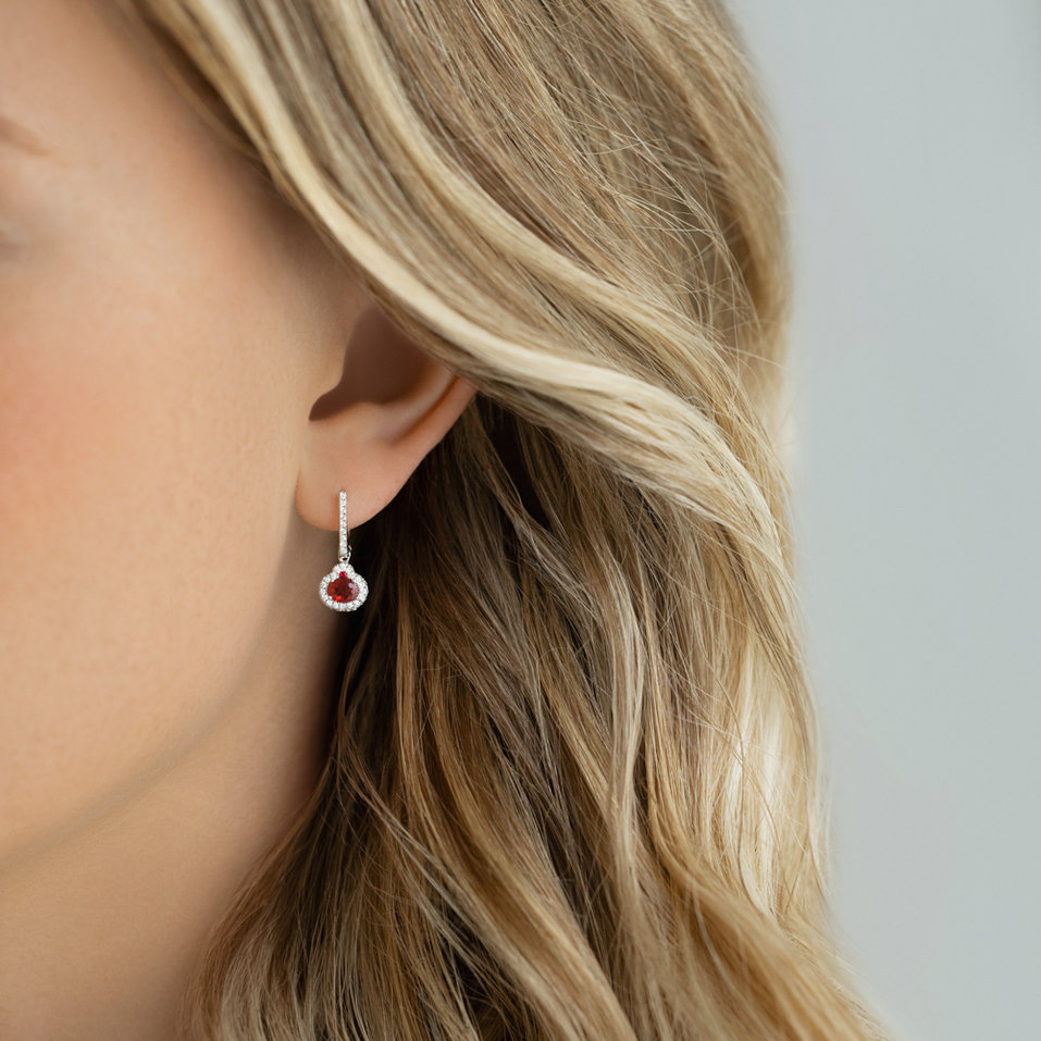 Diamond earrings with Ruby Red Hope