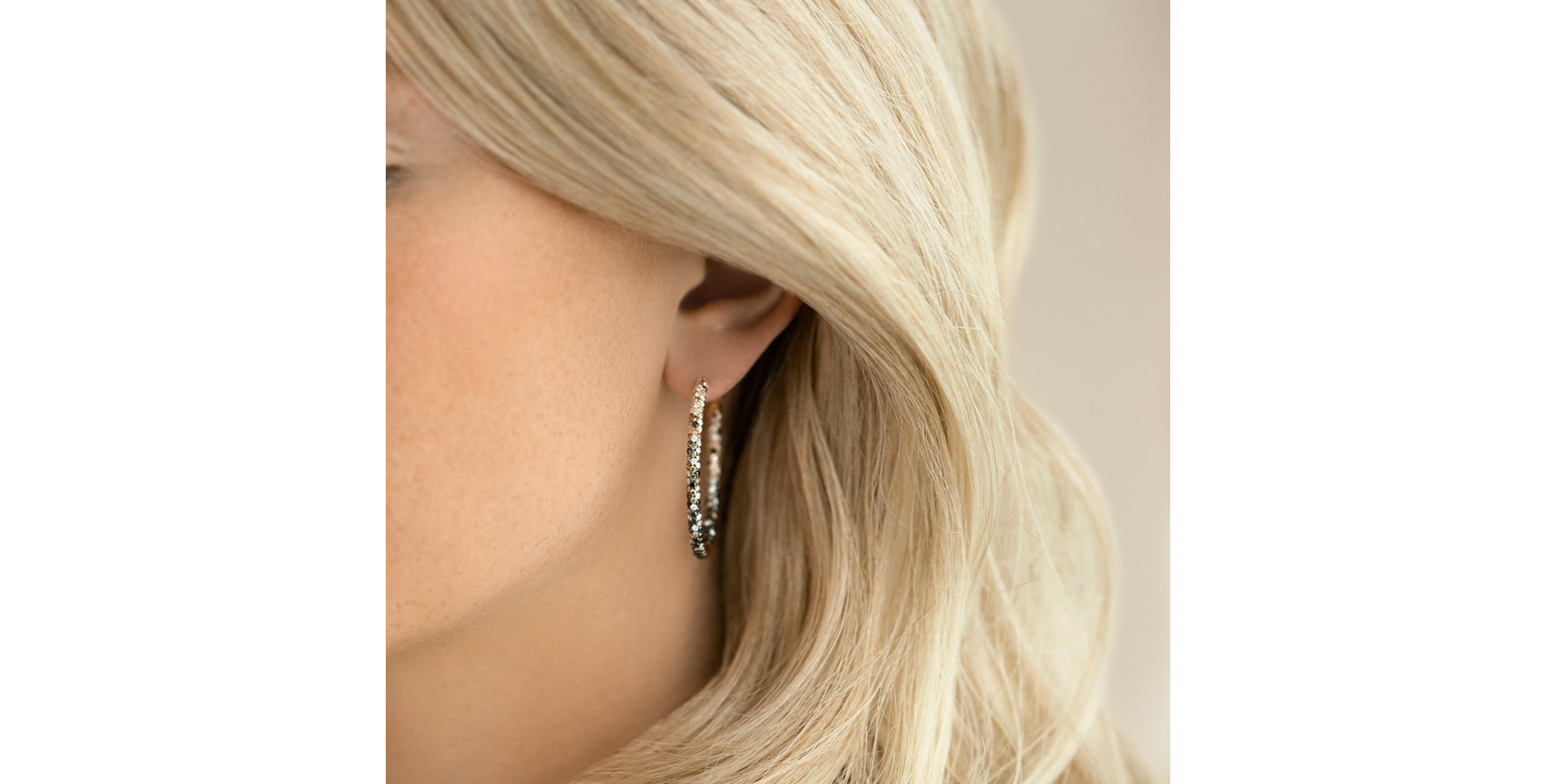 Earrings with white, brown and black diamonds Moonlight Rain