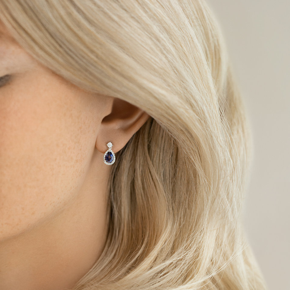 Diamond earrings with Iolite Shine Secret