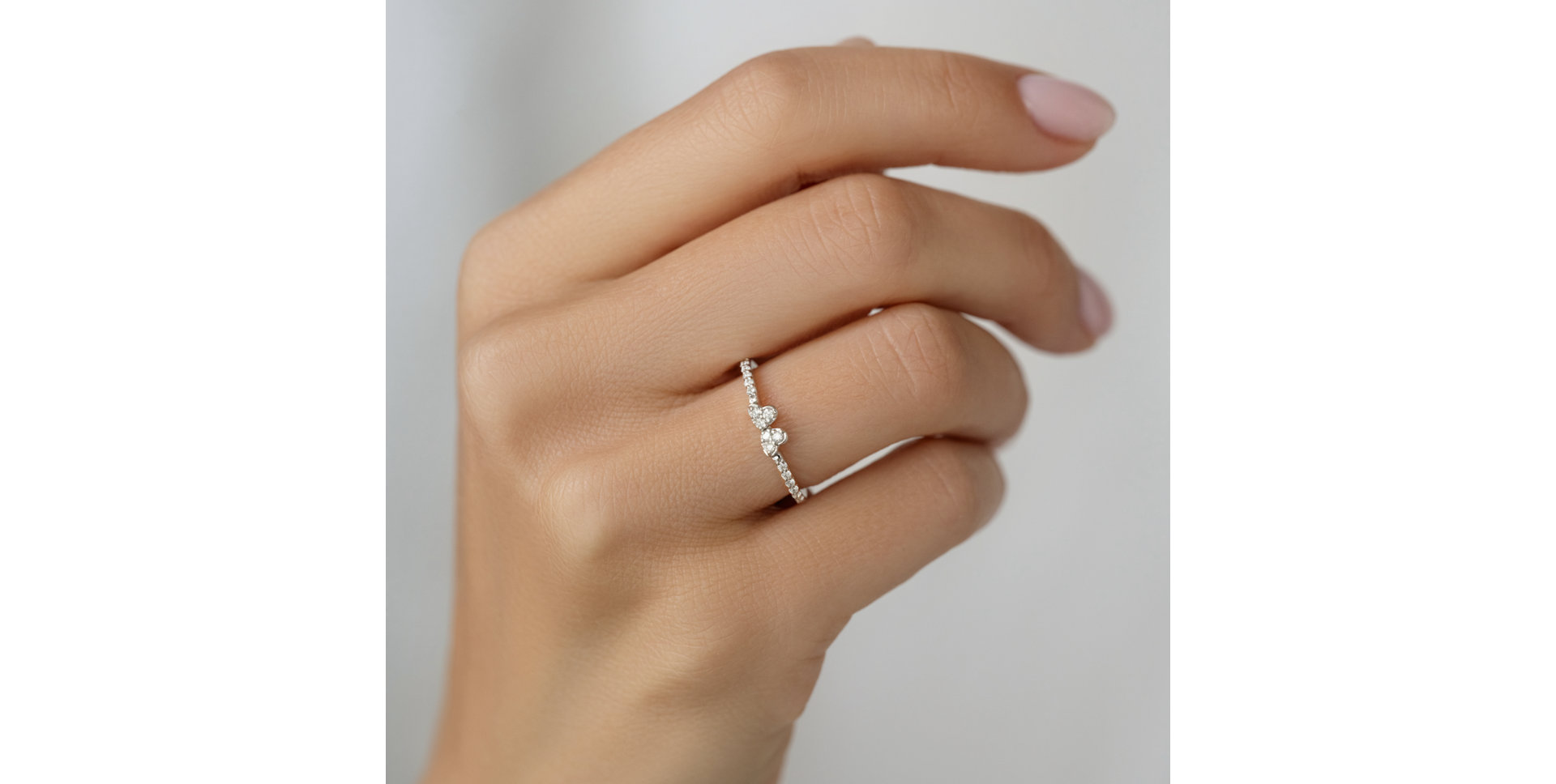 Diamond ring Double Hearts