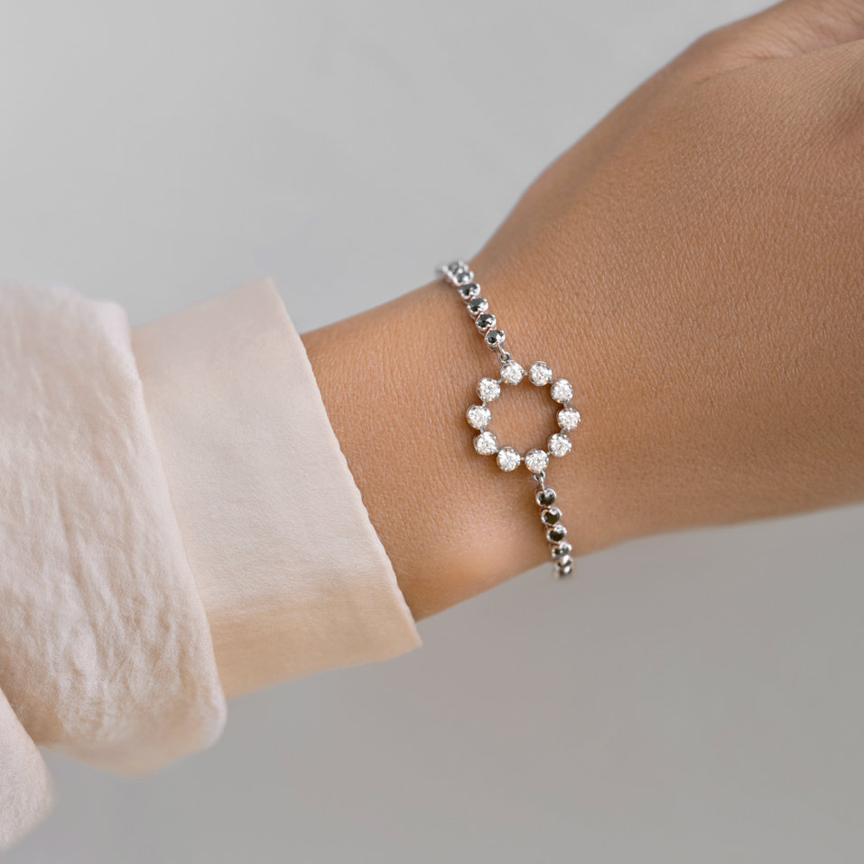 Bracelet with black and white diamonds Lourdes
