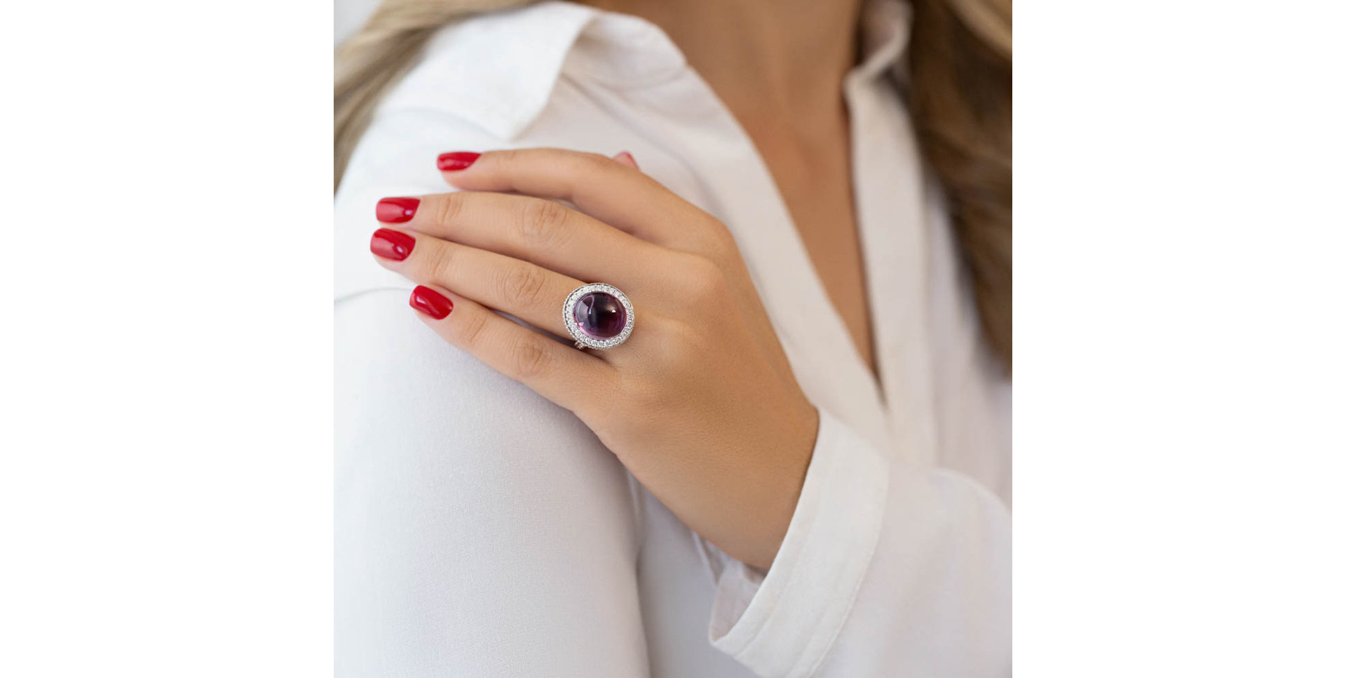 Diamond rings with Amethyst Maddie