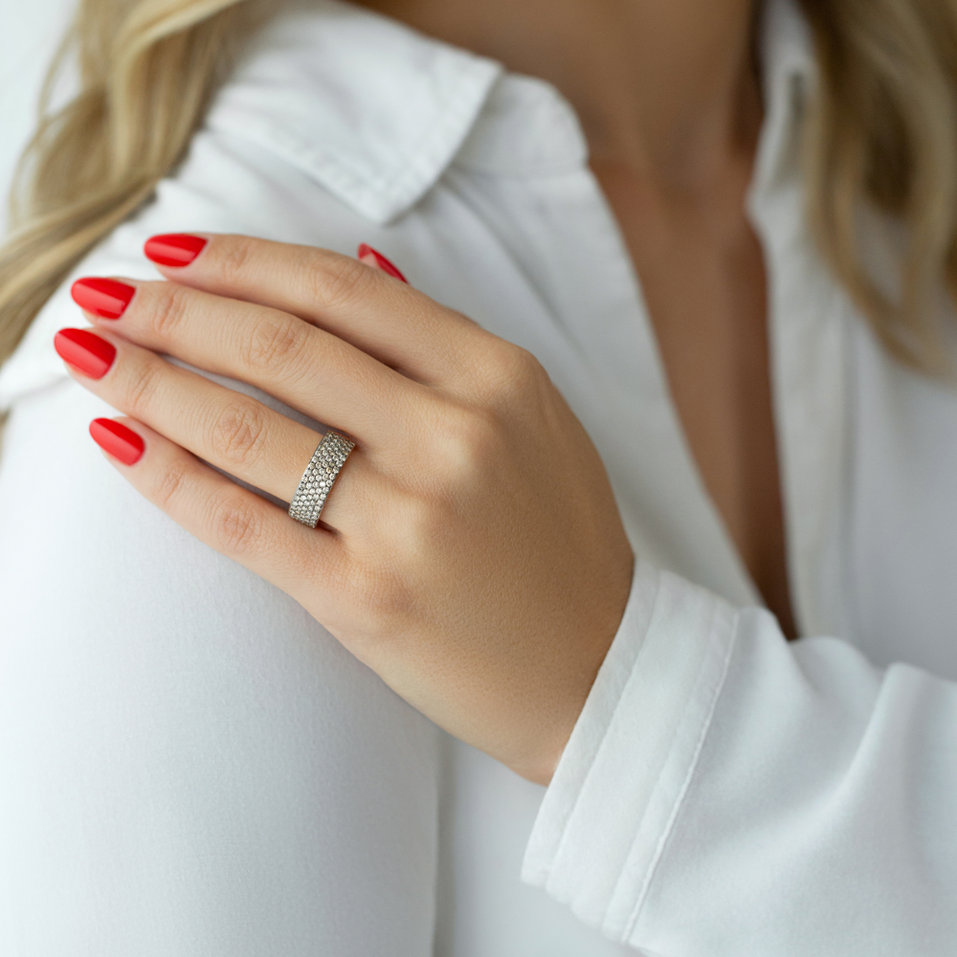 Ring with brown diamonds Snake Treasure