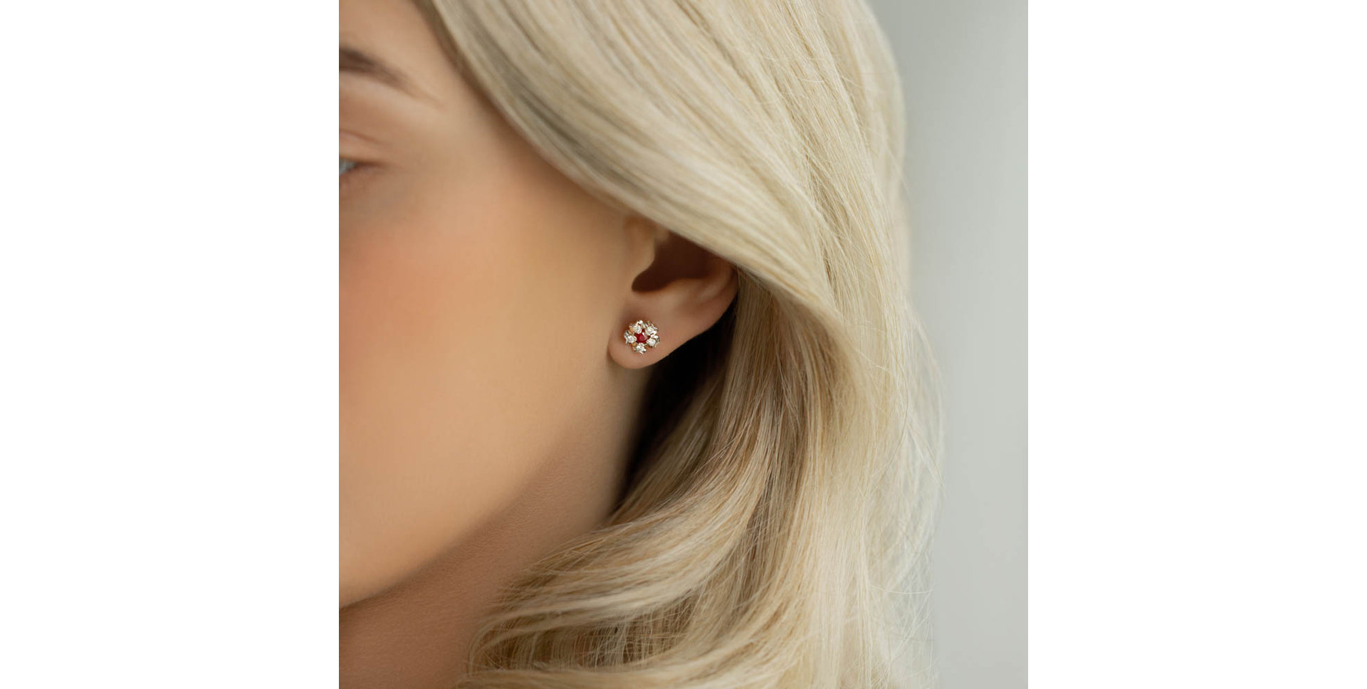 Diamond earrings with Ruby Asters