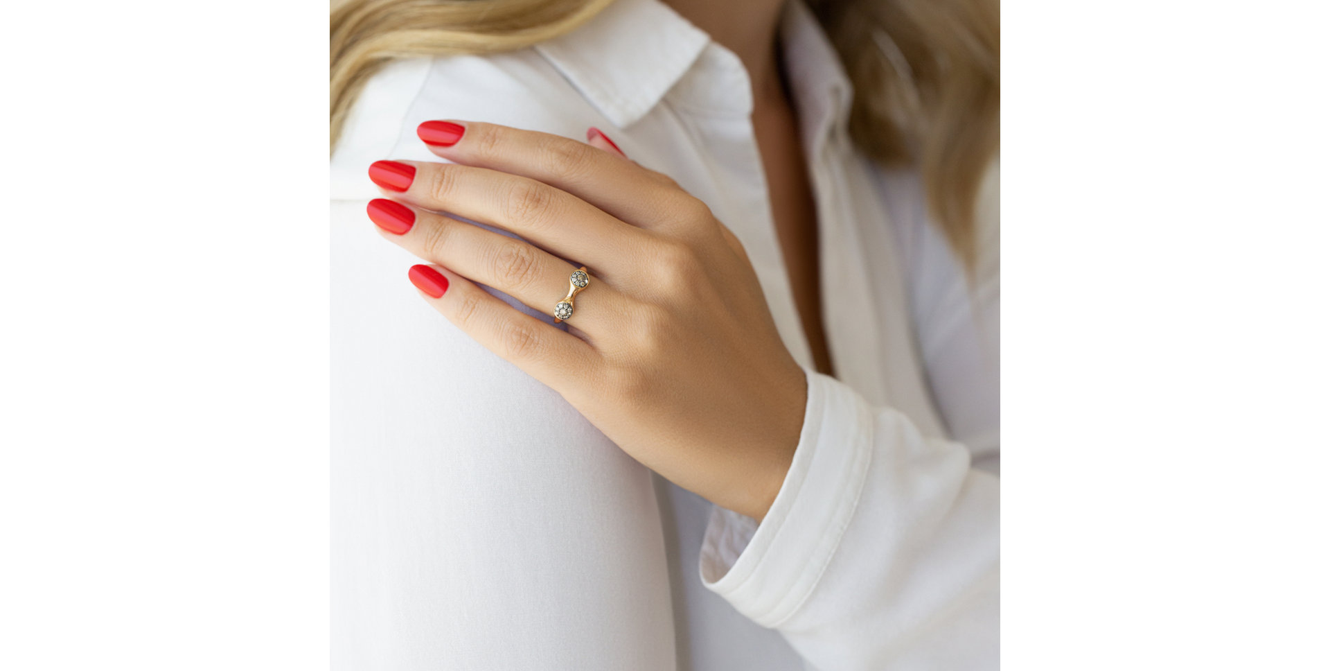 Ring with brown diamonds Space Kiss