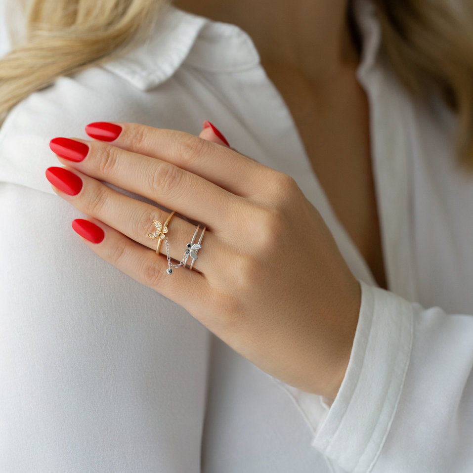 Diamond ring Linked Butterflies