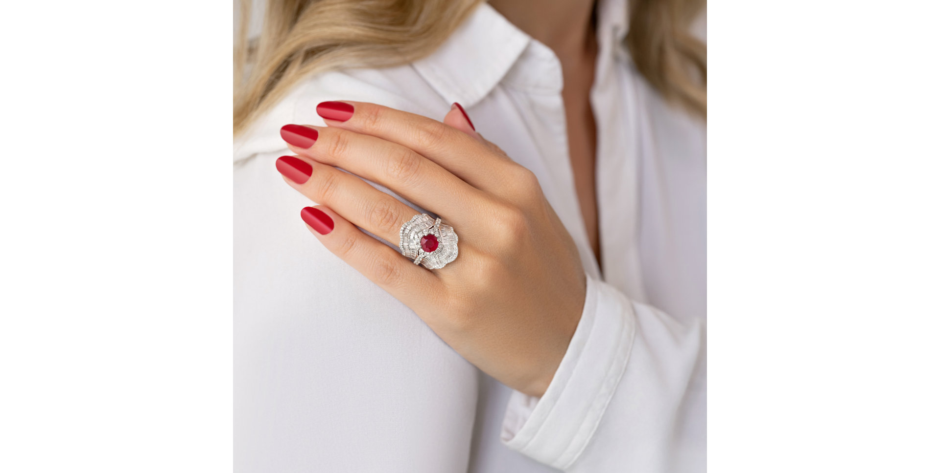 Diamond ring with Ruby Enchanting Secret
