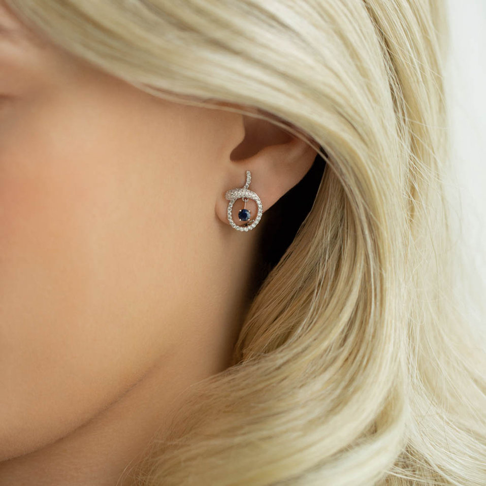 Diamond earrings with Sapphire Khloe