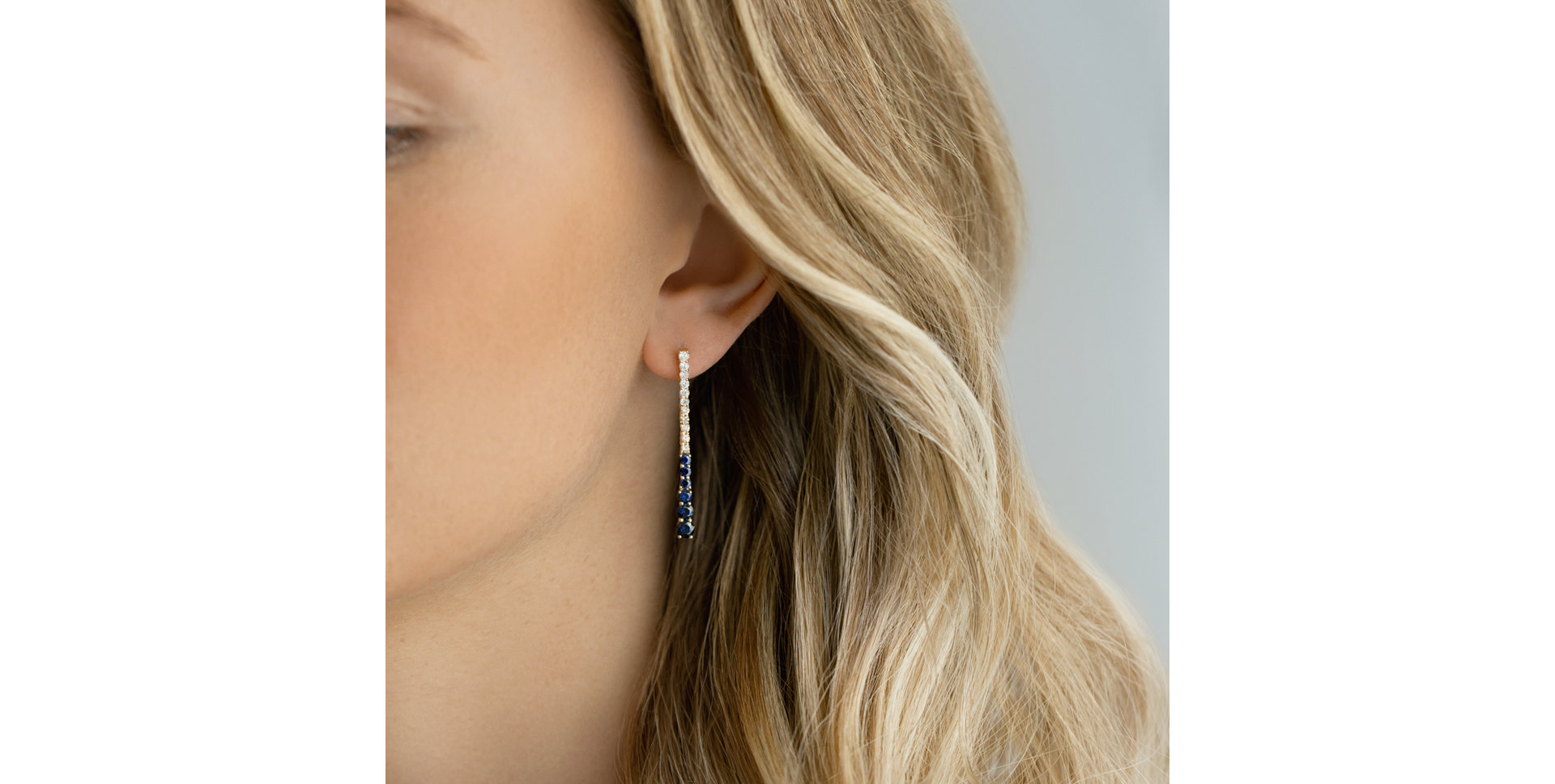 Earrings with white, brown diamonds and Sapphire Royal Vengence