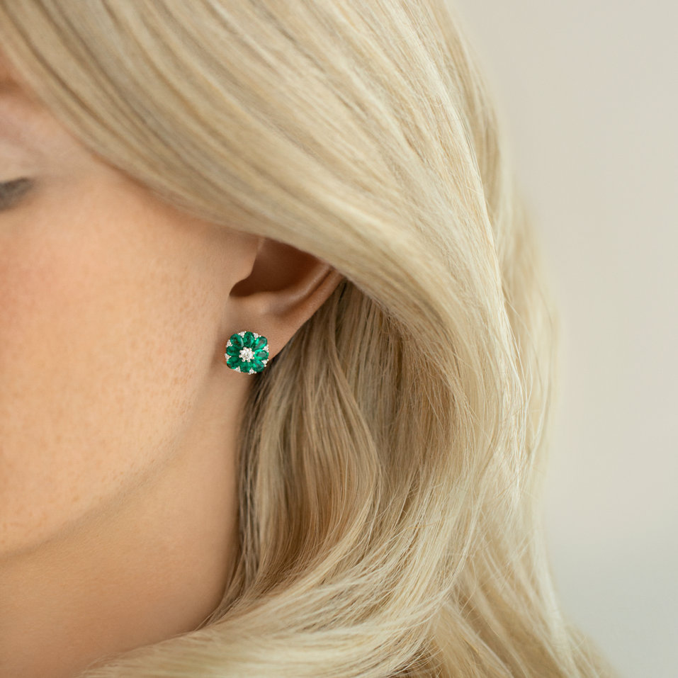 Diamond earrings and Emerald Simple Delight