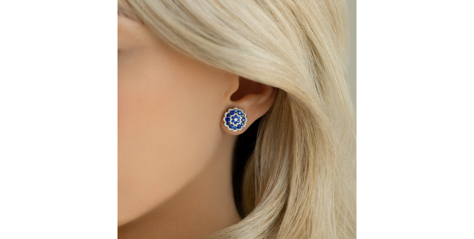 Diamond earrings and Sapphire Luxurious Mandala