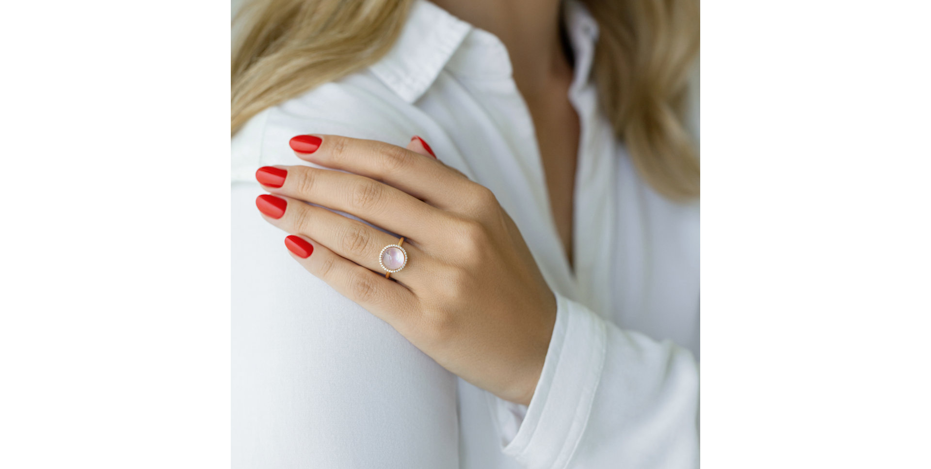 Diamond ring with amethyst and pearl Planet of Miracles