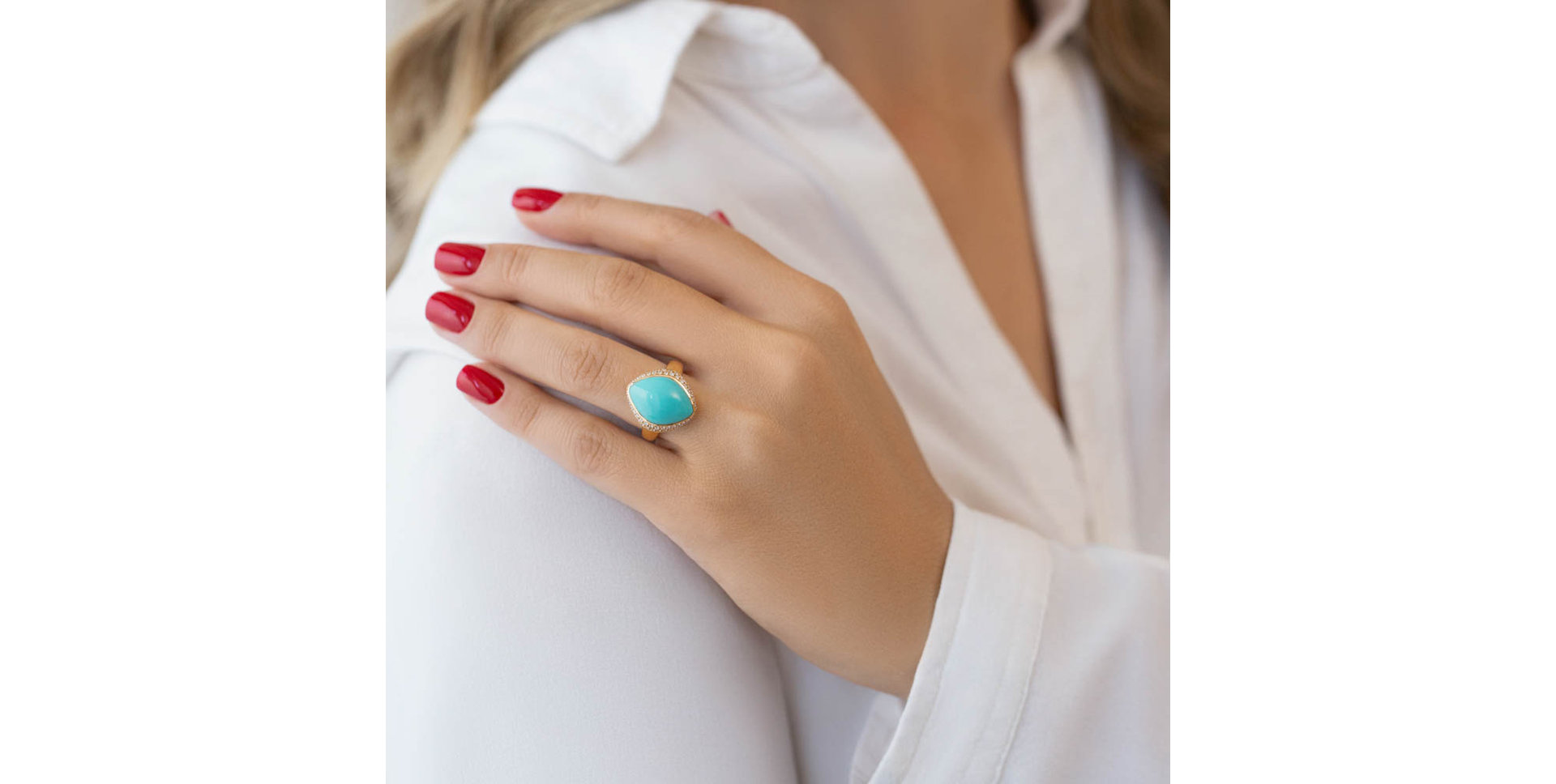 Diamond ring with Turquoise Ravishing Princess