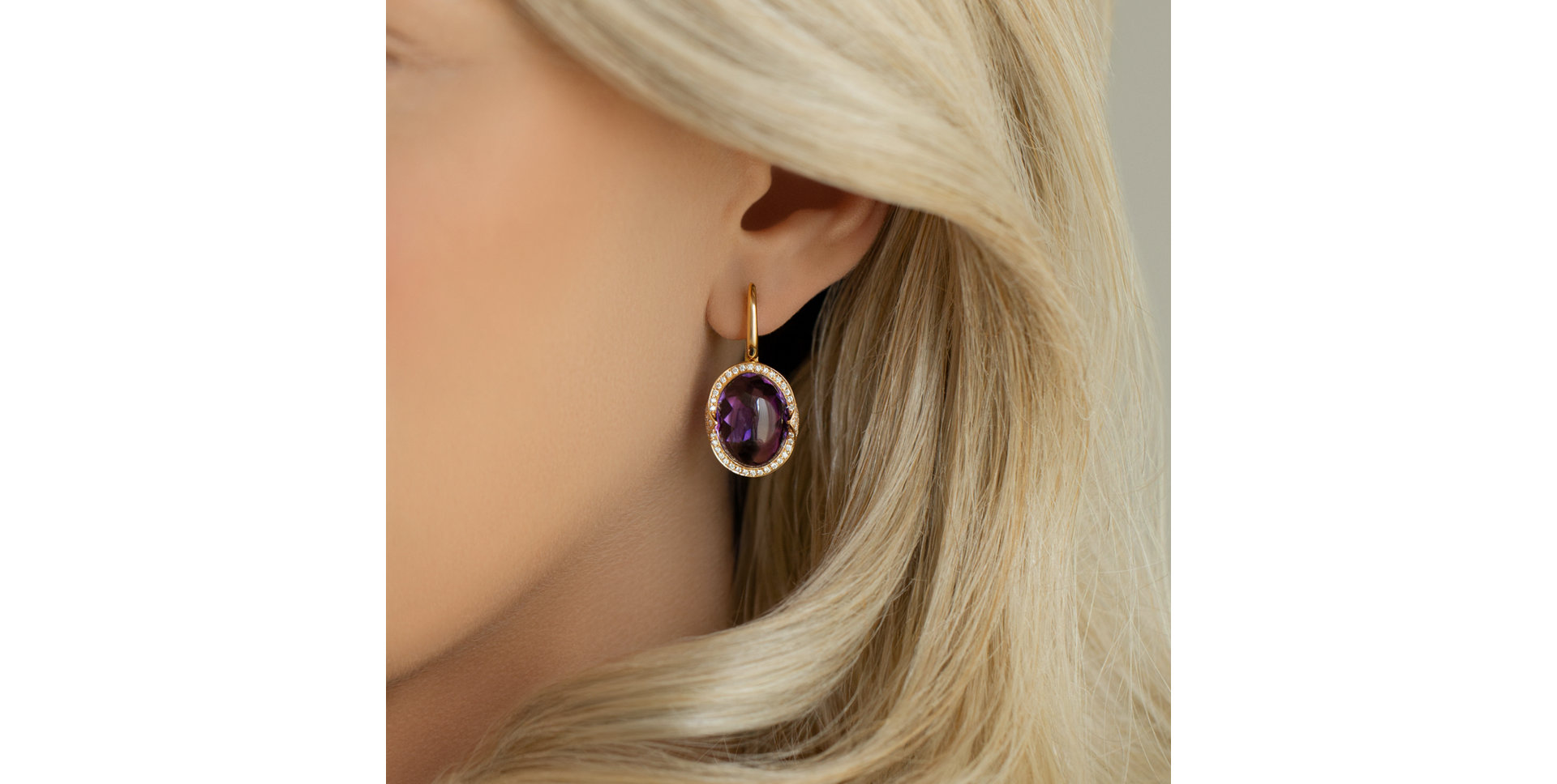 Diamond earrings with Amethyst Damron
