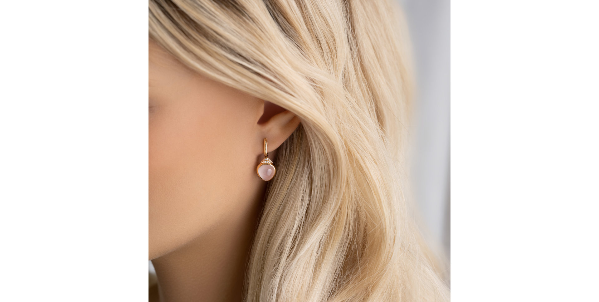 Diamond earrings with Rose Quartz Rosy Blossom