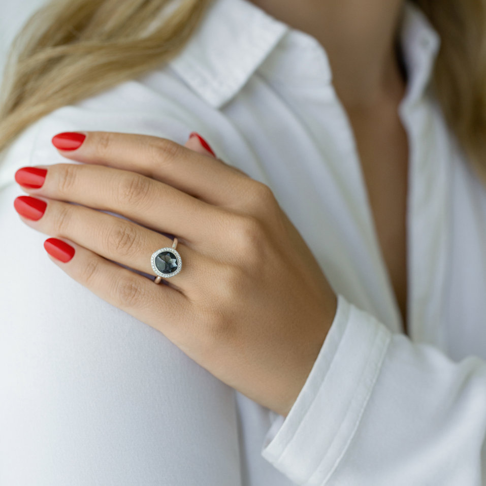 Diamond ring with Topaz Eternity Bloom