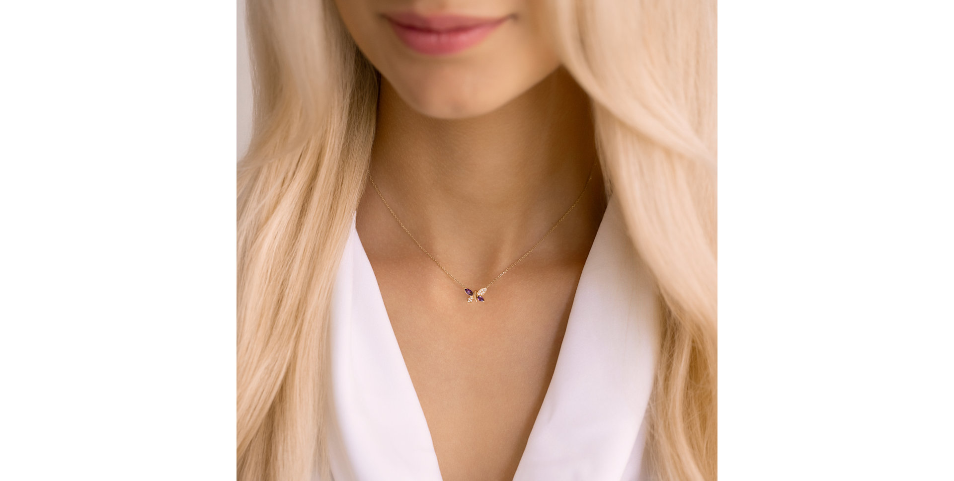 Diamond pendant with Topaz Passion Butterfly