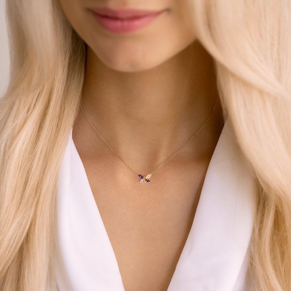 Diamond pendant with Topaz Passion Butterfly