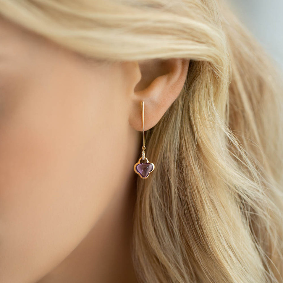 Diamond earrings with Amethyst Beautiful Oksana