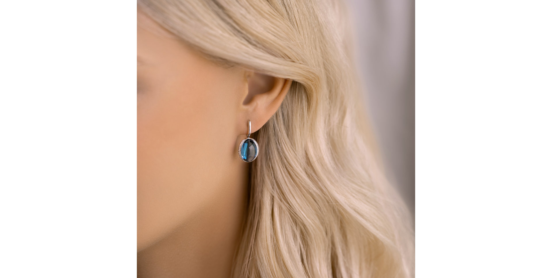 Diamond earrings with Topaz Midnight Spark