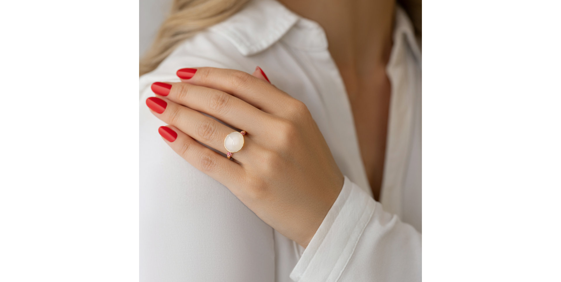 Ring with Sapphires and a Moonstone Echoes of Moonlight