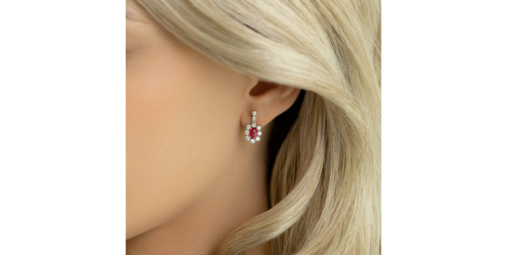 Diamond earrings with Ruby Crimson Luck