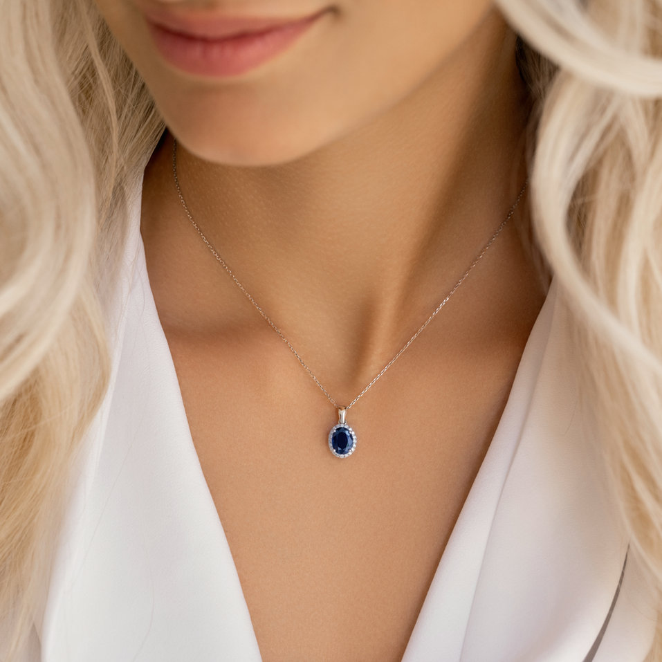 Diamond pendant with Sapphire Royal Mystery