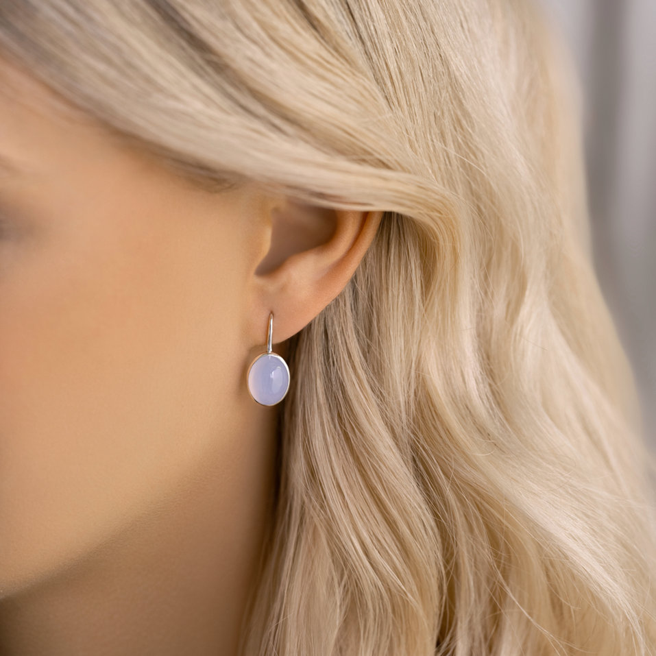 Earrings with Chalcedony Elegant Moondust