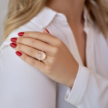 Diamond ring with Rose Quartz Jessamine