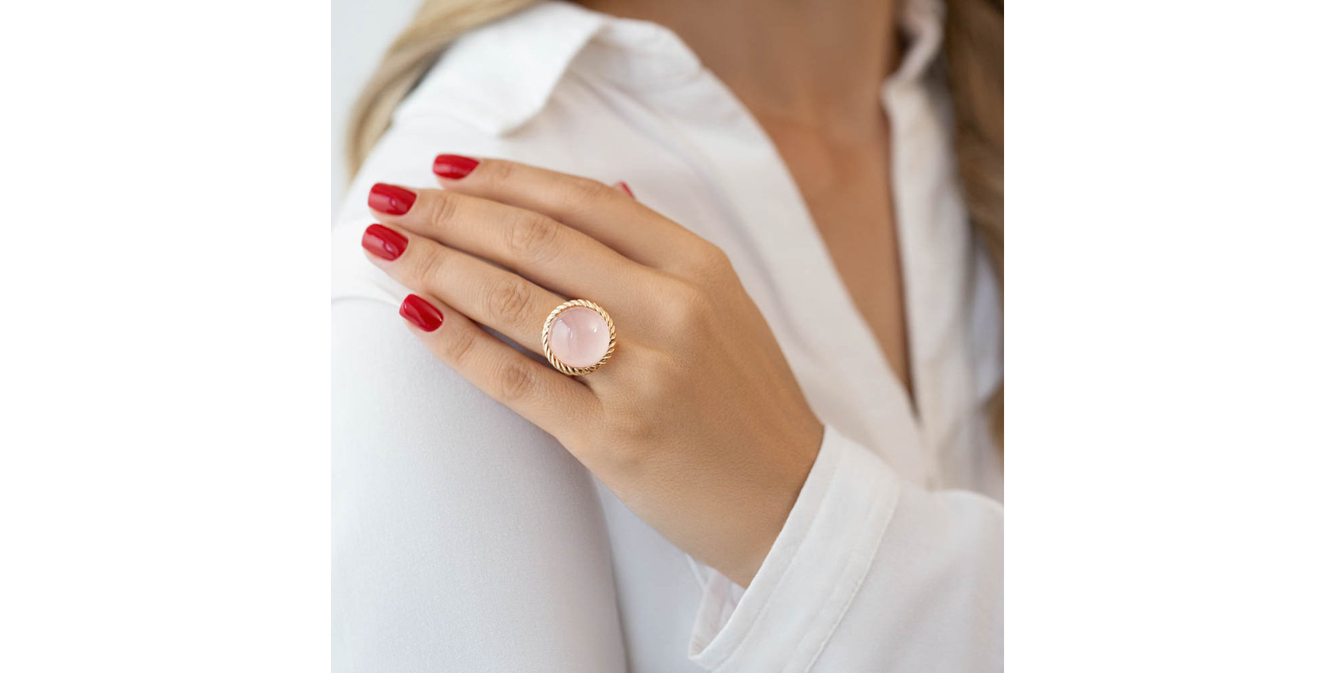 Ring with Rose Quartz Elestren