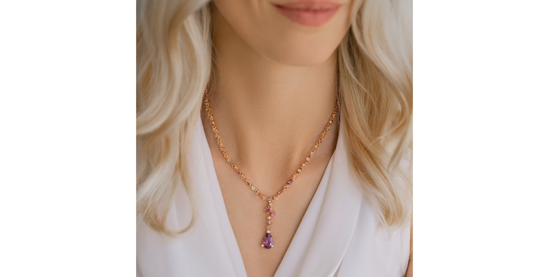 Diamond necklace with Tourmalíne and Amethyst Caesarean Signature