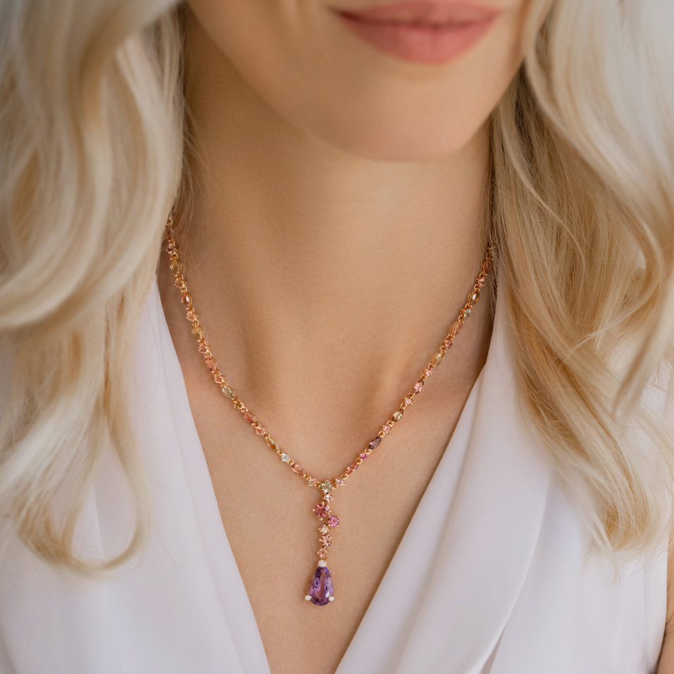 Diamond necklace with Tourmalíne and Amethyst Caesarean Signature