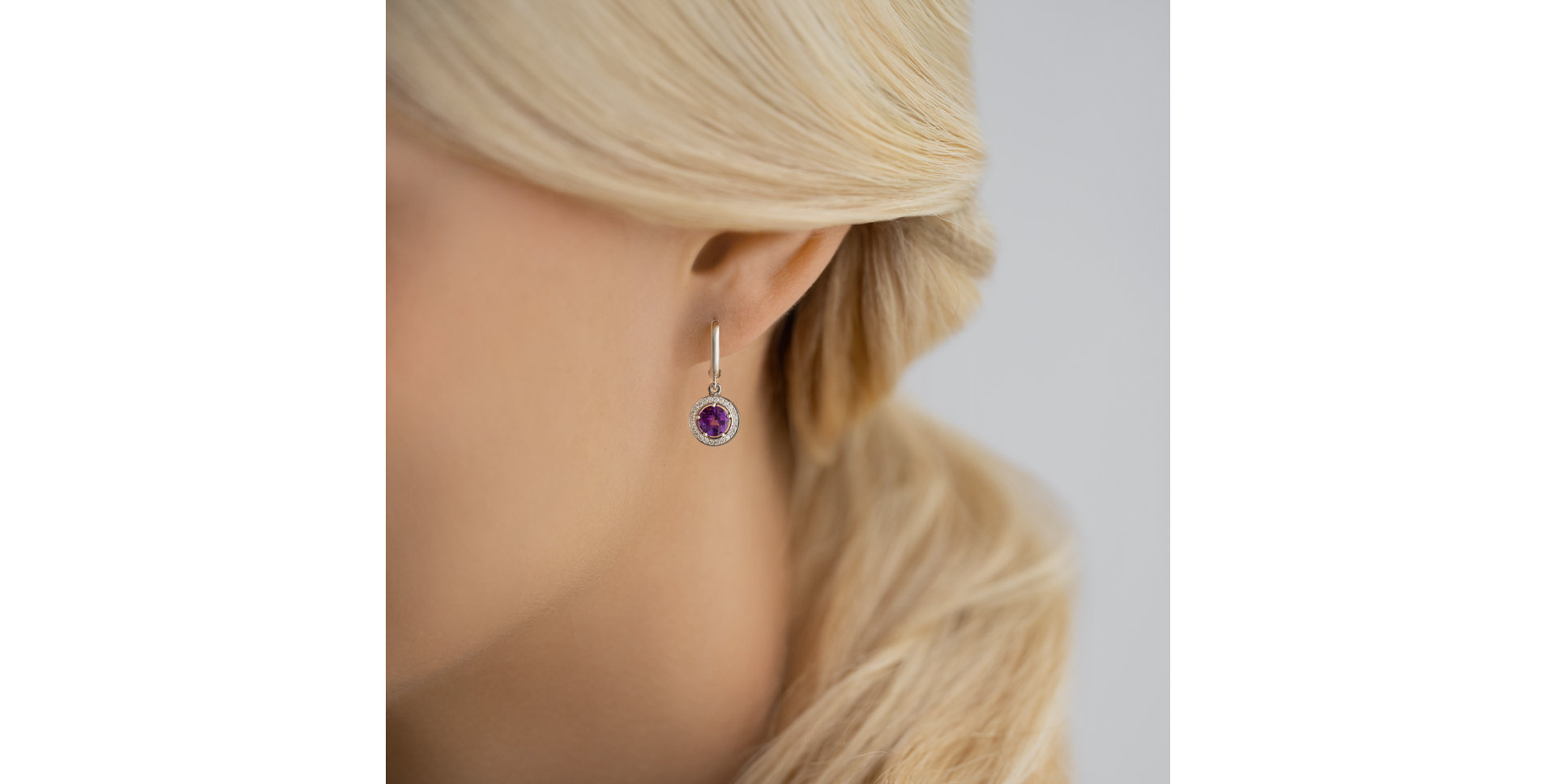 Diamond earrings with Amethyst African Infinite Hope
