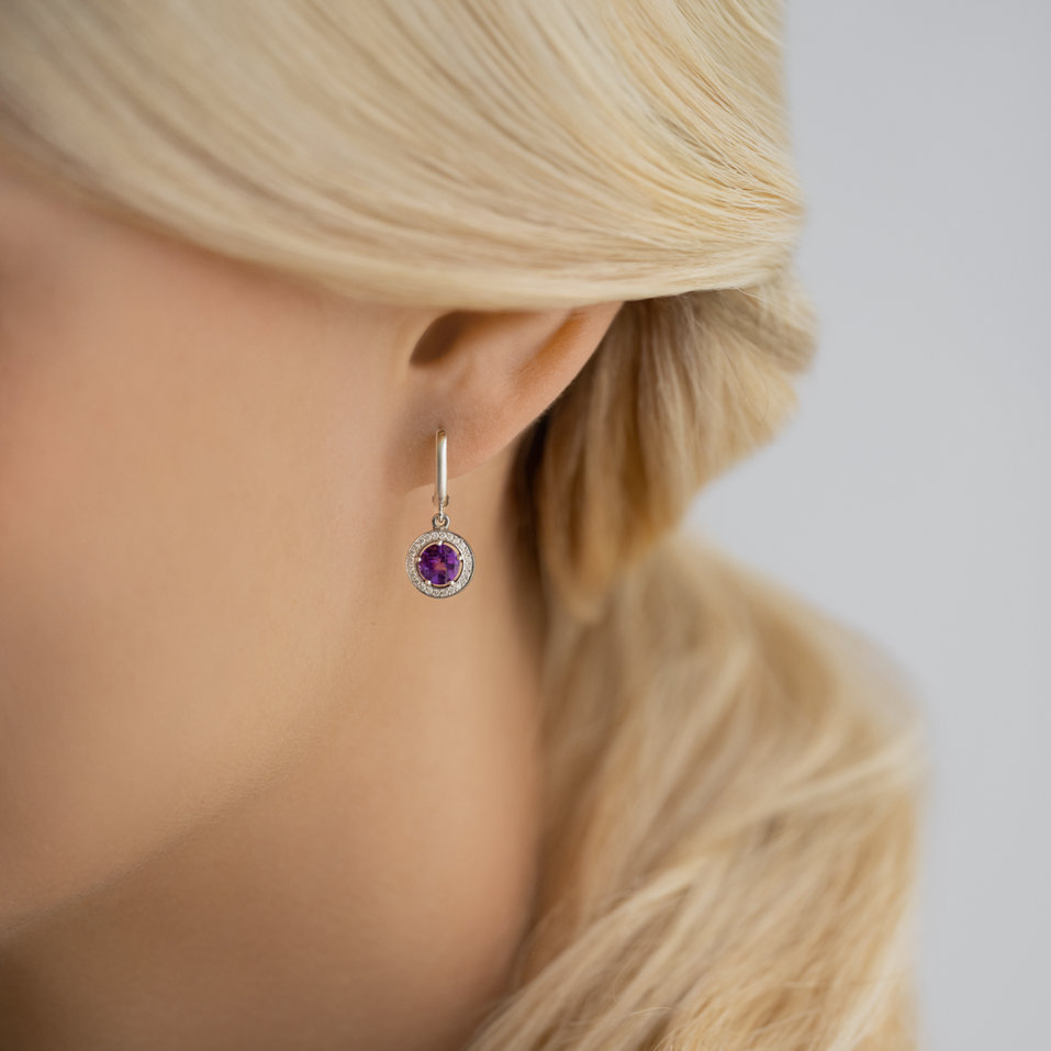 Diamond earrings with Amethyst African Infinite Hope