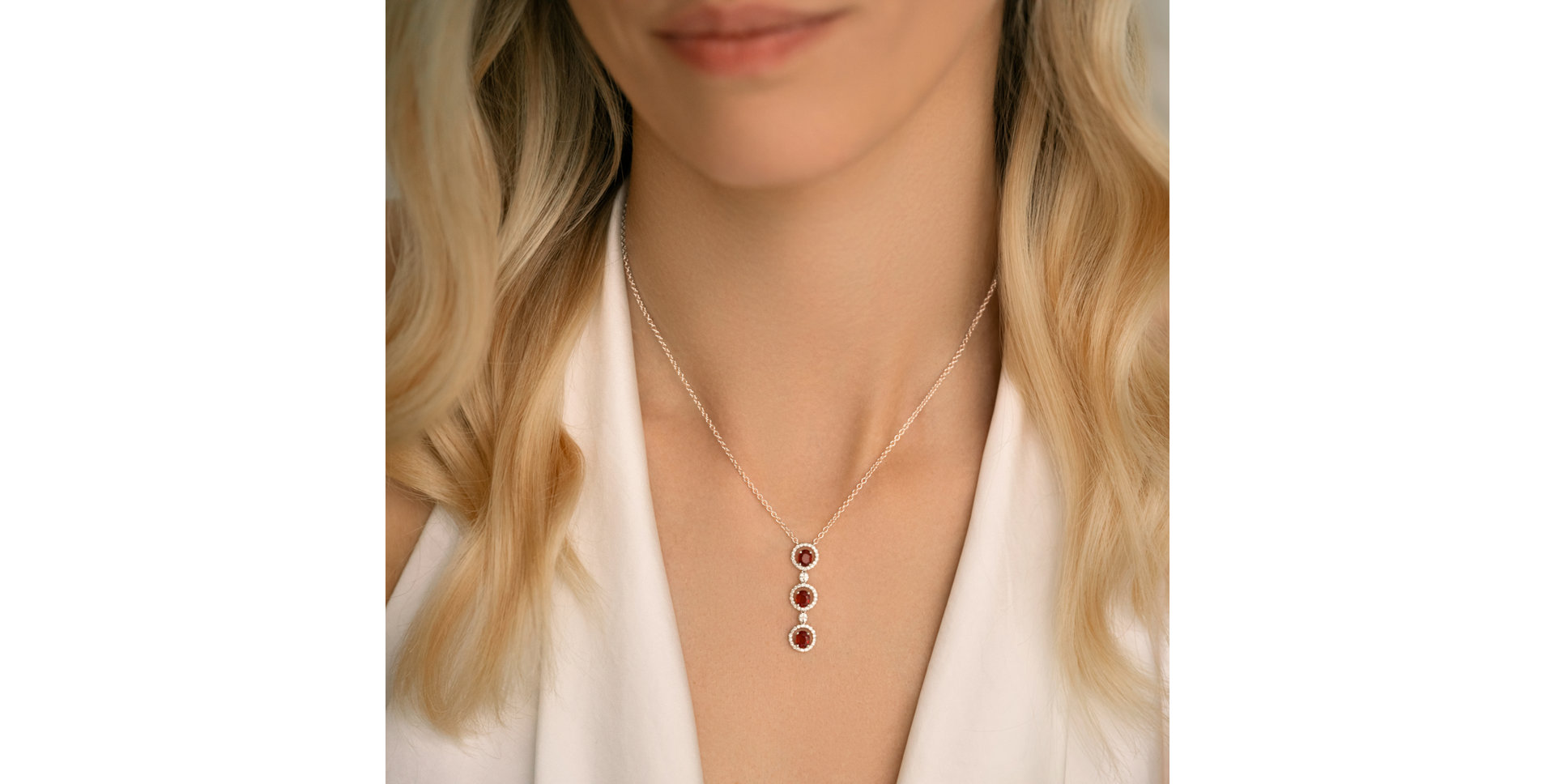 Diamond necklace with Ruby Gem Harmony