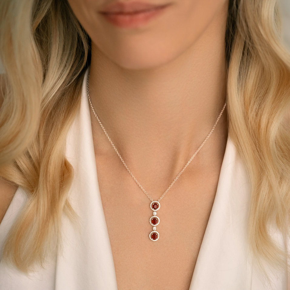 Diamond necklace with Ruby Gem Harmony