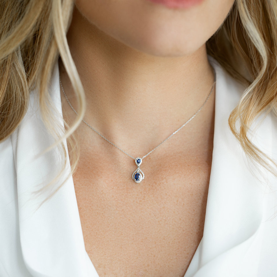 Diamond pendant with Sapphire Mysterious Planet