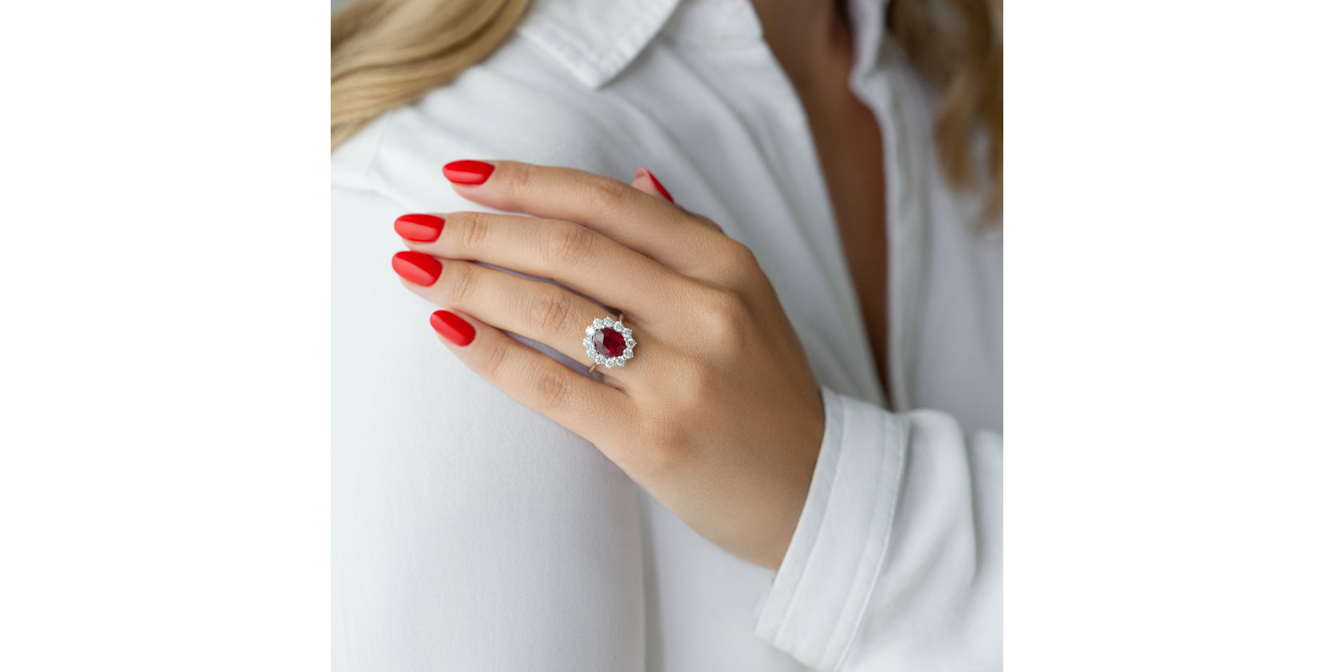 Diamond ring with Ruby Sky Goddess