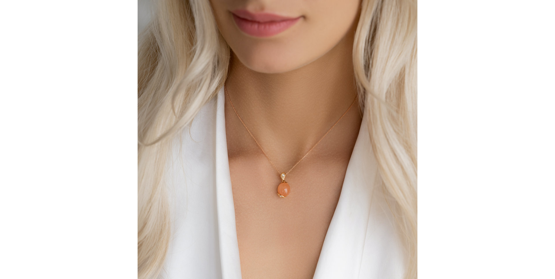 Diamond pendant with Moonstone Fantasy Dawn