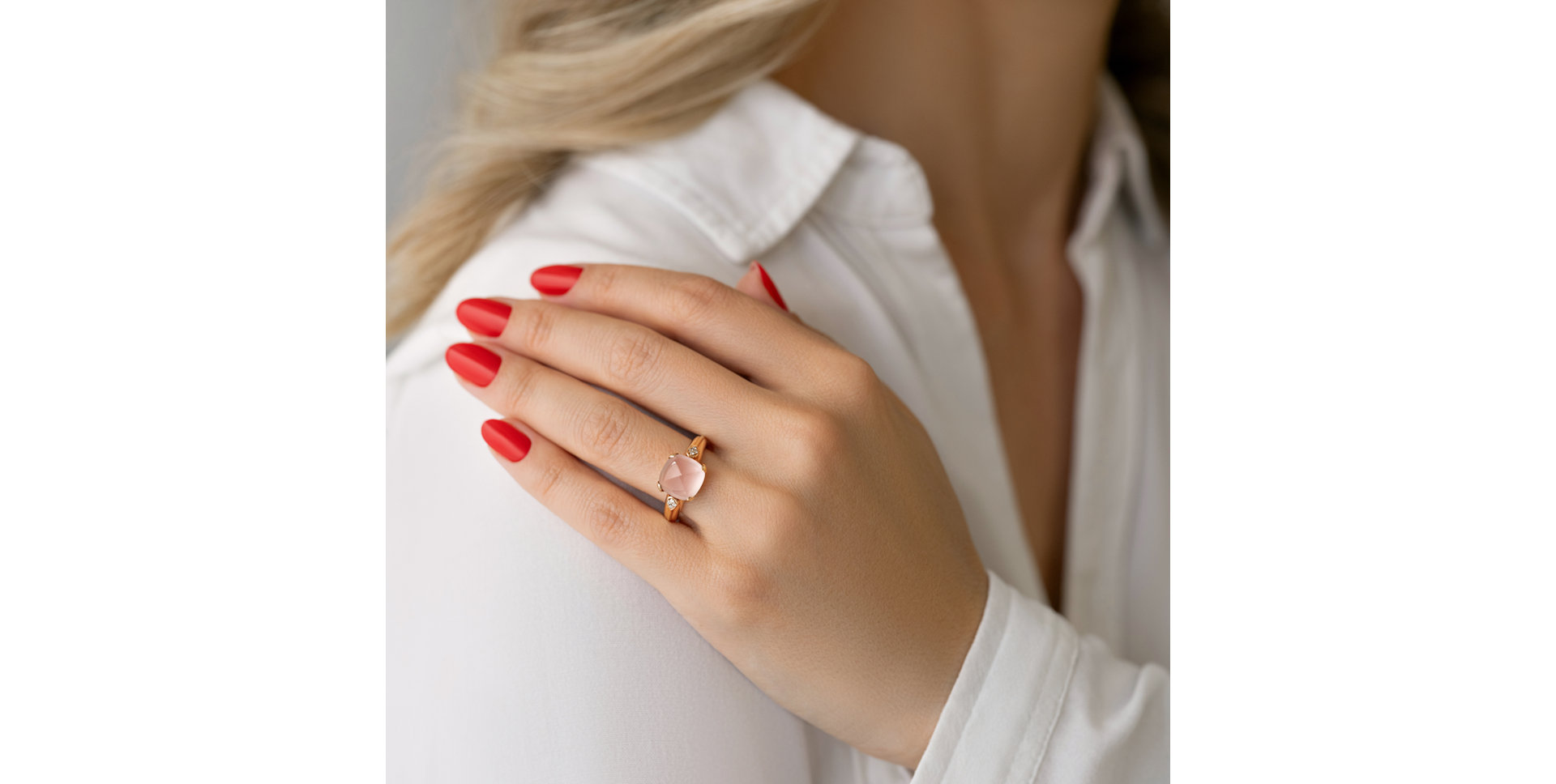 Diamond ring with Rose Quartz Mistress Pleasure