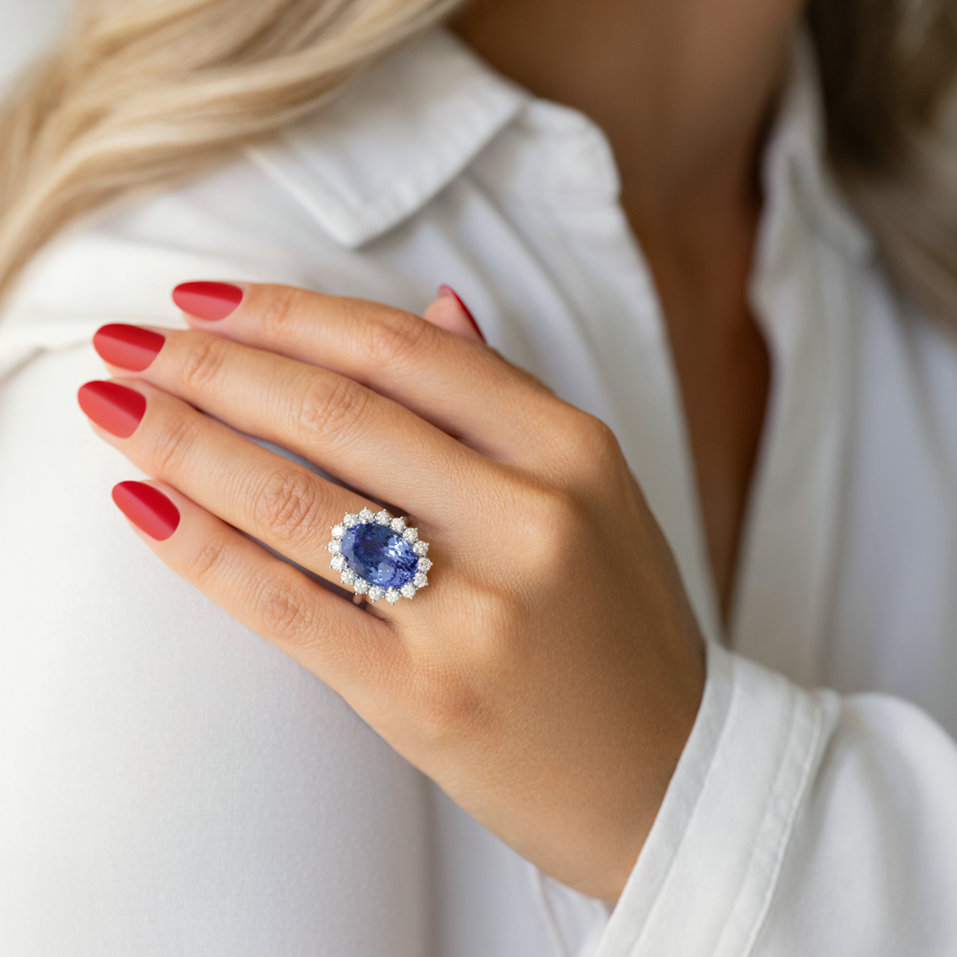 Diamond ring with Tanzanite Sky Goddess