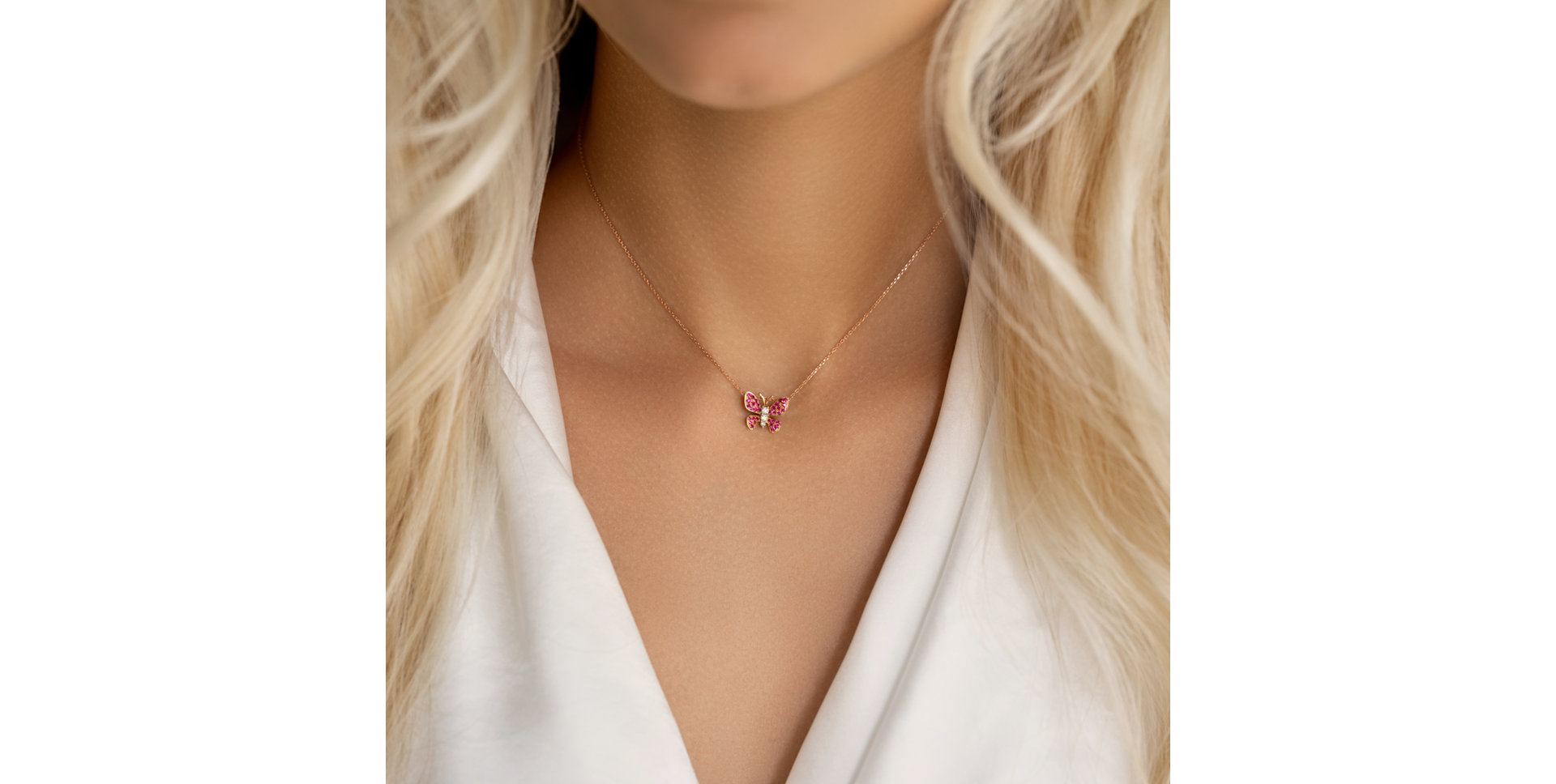 Diamond pendant with Ruby Butterfly Nobility