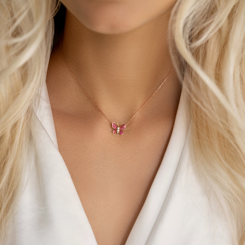 Diamond pendant with Ruby Butterfly Nobility