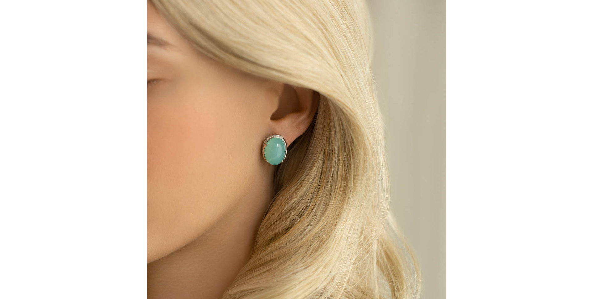 Diamond earrings with Chalcedony Mystic Blossom