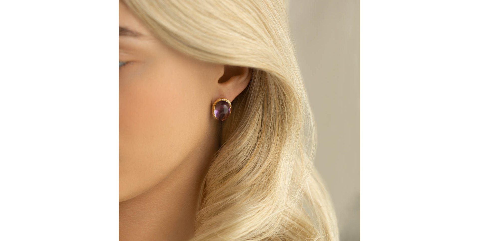 Diamond earrings with Moonstone Mystic Blossom